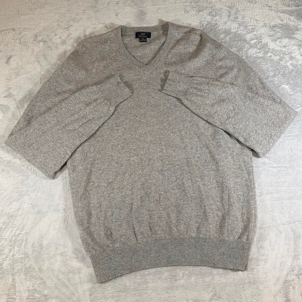 Vintage Brooks Brothers Pure Cashmere V-Neck Sweater | Heather Gray | XL